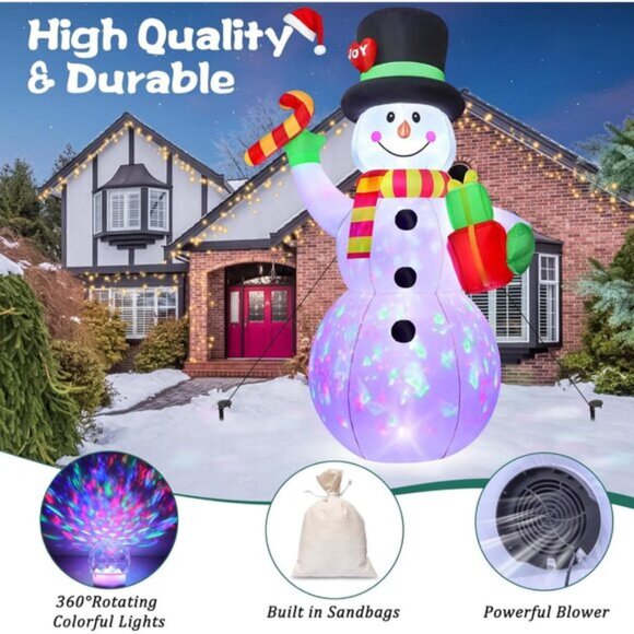 ⚡7FT Christmas Inflatables Giant Blow up Snowman Holds Candy Outdoor Decorations - Picture 3 of 7